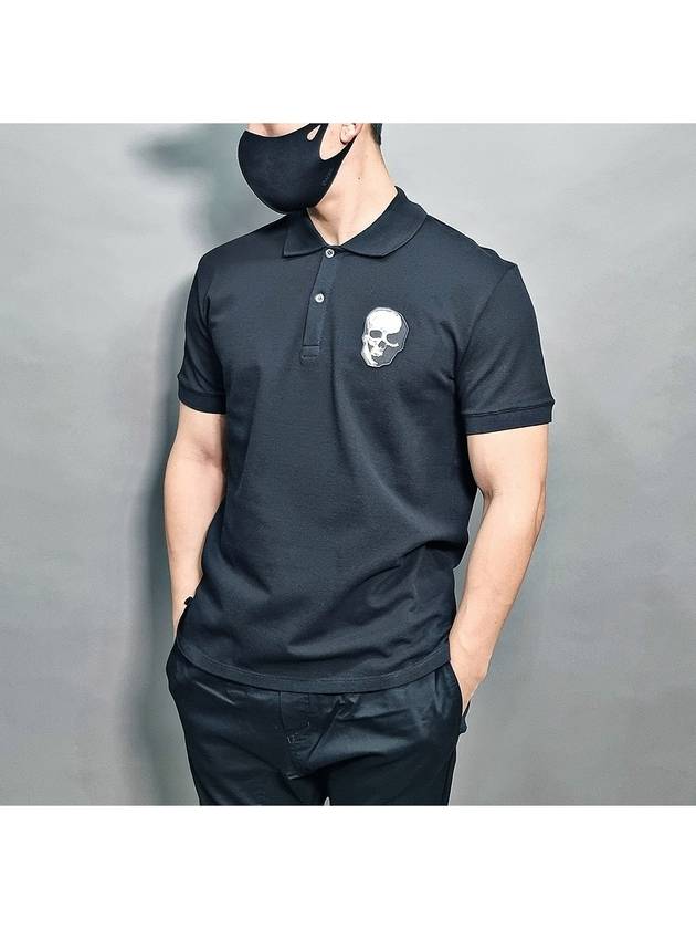 McQueen Skull Patch Logo Polo Short Sleeve Black - ALEXANDER MCQUEEN - BALAAN 1