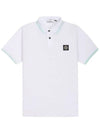 Men's Two Line Wappen Patch Cotton Short Sleeve Polo Shirt White - STONE ISLAND - BALAAN 2