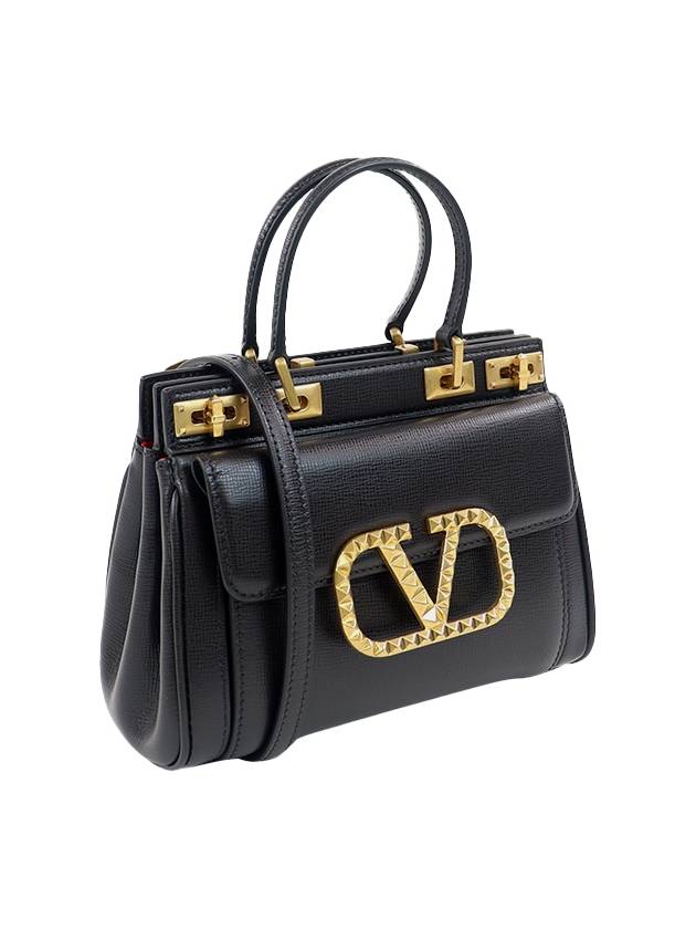 Rockstud Alcove Small Tote Bag Black - VALENTINO - BALAAN 4