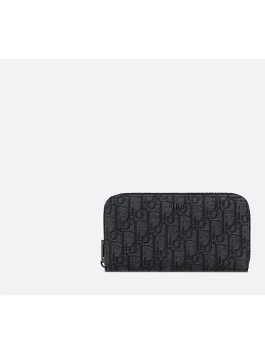 Oblique Jacquard Zipper Long Wallet Black - DIOR - BALAAN 2