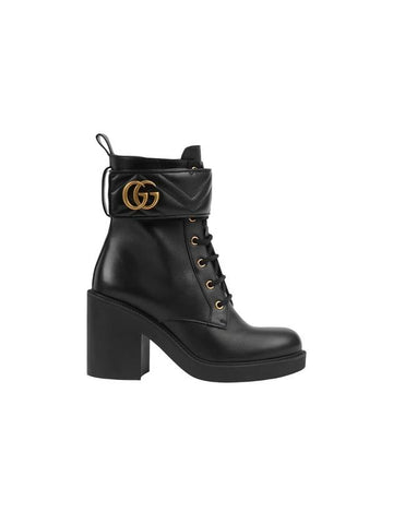 Gucci Boot with Double G Black Leather - GUCCI - BALAAN 1