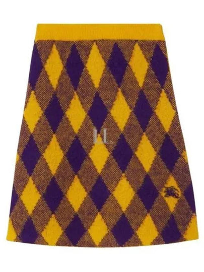 Argyle Check Pattern Knit A-Line Skirt Yellow - BURBERRY - BALAAN 2