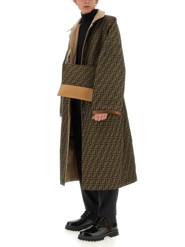 FF Logo Jacquard Reversible Trench Coat Beige - FENDI - BALAAN 5