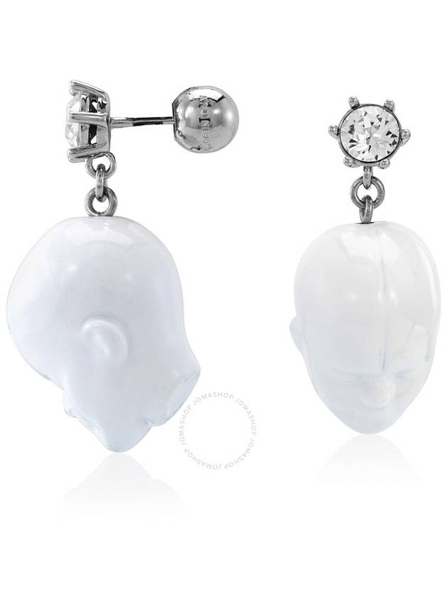 Burberry White/Palladio Crystal and Doll's Head Palladium-plated Earrings - BURBERRY - BALAAN 3