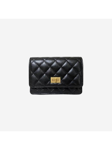 2.55 Chain Mini Leather Cross Bag Black - CHANEL - BALAAN 1