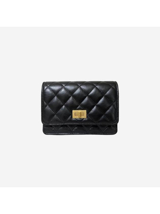 2 55 Chain Mini Bag Vintage Calfskin Gold Metal Black - CHANEL - BALAAN 1