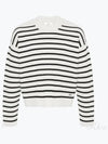 Embroidery Logo Sailor Crew Neck Striped Knit Top Black Chalk - AMI - BALAAN 2