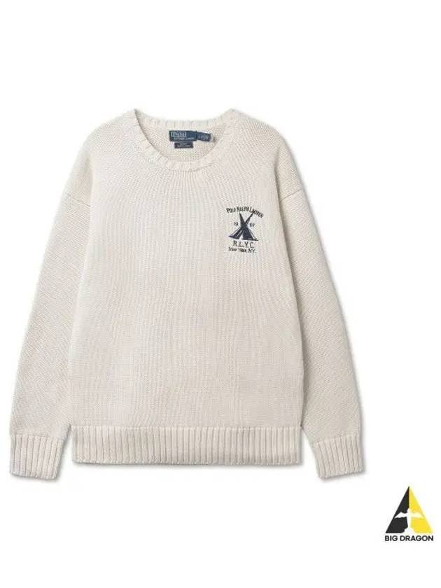 YACHT CLUB Cotton Long Sleeve Pullover Natural 101 - POLO RALPH LAUREN - BALAAN 1