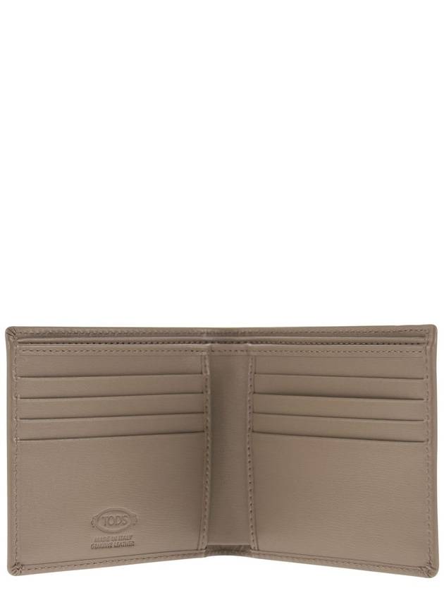 Men's Logo Plaque Leather Half Wallet Grey - TOD'S - BALAAN 5