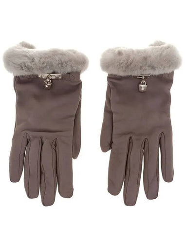 Soya Mink Gloves 6 5 Gray Silver 1HA0908 - HERMES - BALAAN 1