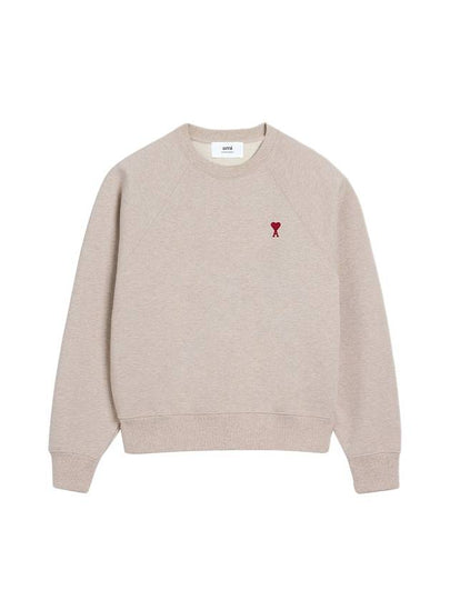 Small Heart Logo Sweatshirt Beige - AMI - BALAAN 2