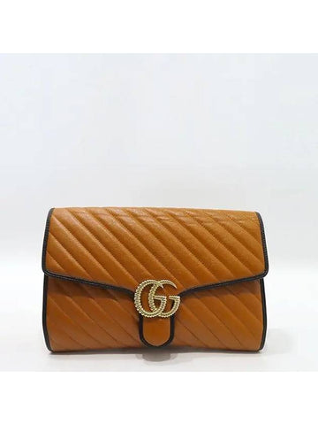 498079 Brown color leather Marmont matelass clutch - GUCCI - BALAAN 1