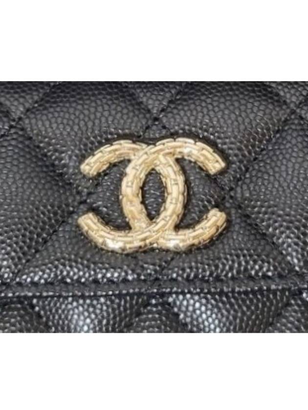 CC logo flap caviar card wallet black - CHANEL - BALAAN 4