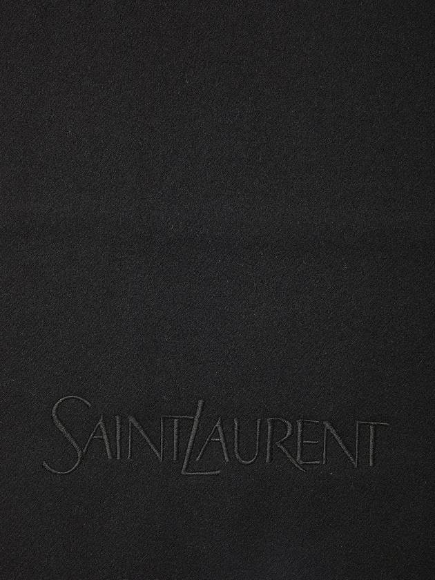 Embroidered Logo Cashmere Muffler Black - SAINT LAURENT - BALAAN 3