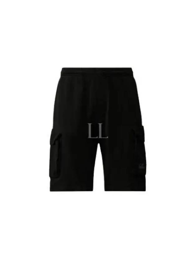 Cotton Fleece Mixed Cargo Shorts Black - CP COMPANY - BALAAN 2