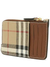 Vintage Check Leather Zipper Card Wallet Archive Beige Tan - BURBERRY - BALAAN 3