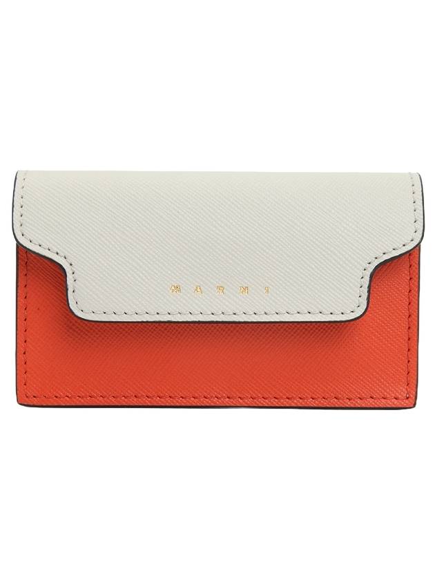 Logo Color Block Saffiano Card Wallet White - MARNI - BALAAN 1