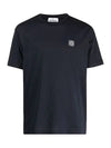 Logo Patch Chest Short Sleeve T-Shirt Navy - STONE ISLAND - BALAAN 3