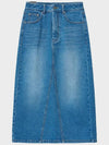 Washed Blue Denim Midi A Line Skirt Blue - NOIRER FOR WOMEN - BALAAN 4