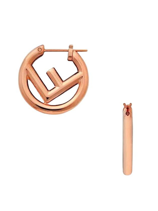 F Logo Earrings Pink Gold - FENDI - BALAAN 1