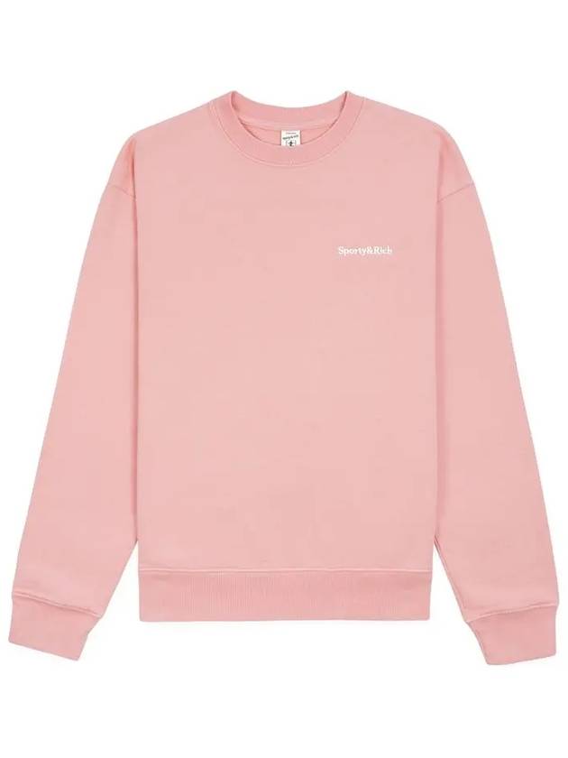 Embroidered Logo Crew Neck Cotton Sweatshirt Light Pink - SPORTY & RICH - BALAAN 3