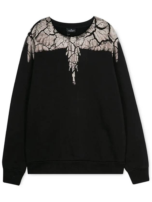 Wing Print Round Neck Sweatshirt Black - MARCELO BURLON - BALAAN 4