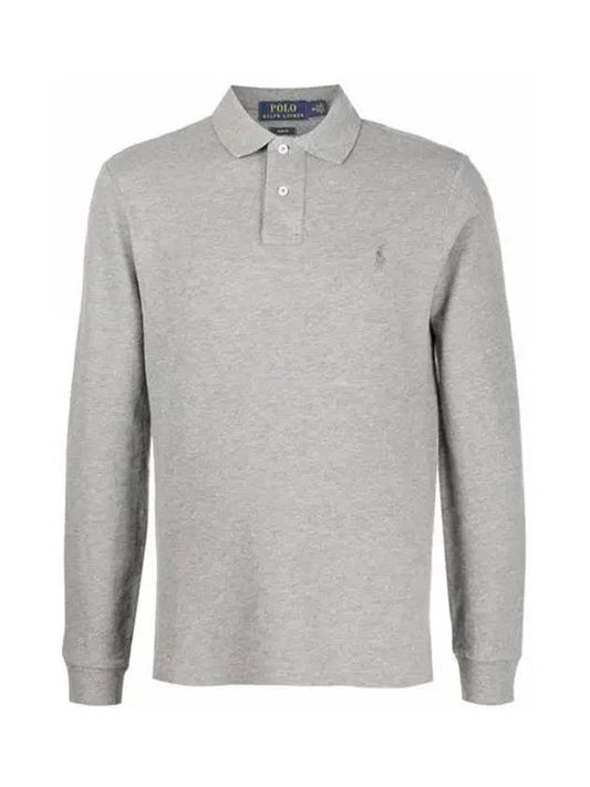 Logo Embroidery Long Sleeve Polo Shirt Grey - POLO RALPH LAUREN - BALAAN.