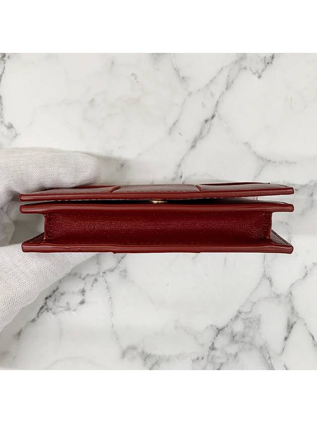 Bottega Veneta Cassette Business Card Case Dark Red Bliss Washed 651396VCQC96342 - BOTTEGA VENETA - BALAAN 7