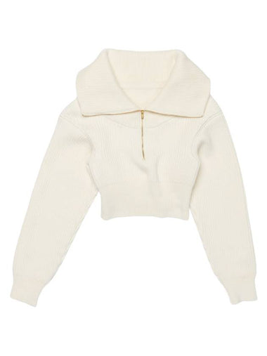 La Maille Risoul Double Collar Knit Top Offwhite - JACQUEMUS - BALAAN 1