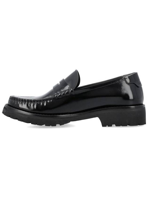 Women's Chunky Penny Slippers Smooth Leather Loafers Black - SAINT LAURENT - BALAAN 4