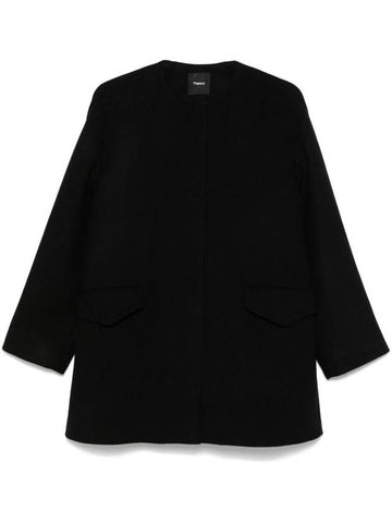 Theory Cape Back Coat In Wool-Blend Melton - THEORY - BALAAN 1