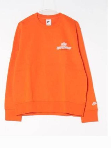 Club Fleece Crew Neck Sweatshirt Orange - NIKE - BALAAN 1