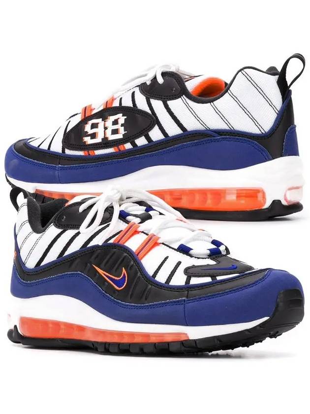 Air Max 98 Low Top Sneakers White Black Deep Royal Blue - NIKE - BALAAN 2