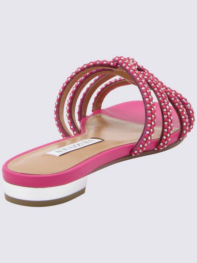 Aquazzura Fuchsia Pink Leather Sandals - AQUAZZURA - BALAAN 2