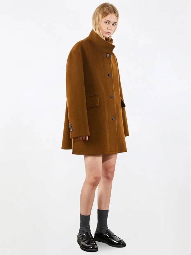 Oversized China Collar Half Coat Camel Brown - VOYONN - BALAAN 11