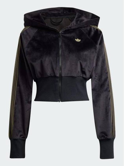 Velour Zip Hooded Track Jacket Black - ADIDAS - BALAAN 2