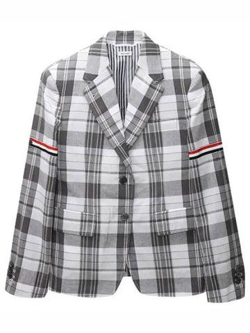 RWB arm banding madras check jacket women - THOM BROWNE - BALAAN 1