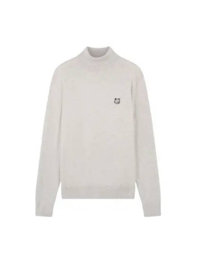 Fox Head Patch Turtleneck Knit Top Light Grey Melange - MAISON KITSUNE - BALAAN 2