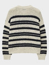 3D Textured Striped V-Neck Knit Top Navy - NOIRER - BALAAN 4