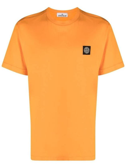 Logo Patch Cotton Short Sleeve T-Shirt Orange - STONE ISLAND - BALAAN 2