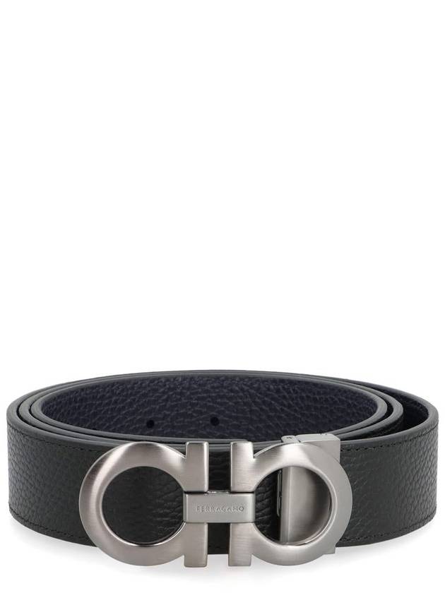 Gancini Reversible Adjustable Leather Belt Midnight Blue - SALVATORE FERRAGAMO - BALAAN 2