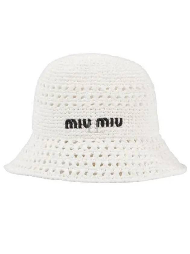 Woven Fabric Bucket Hat White - MIU MIU - BALAAN 2