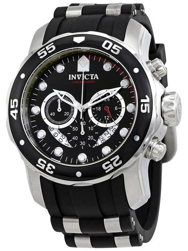 Invicta Men Pro Diver Ocean Master Chronograph Black Dial Black Rubber Watch 6977 - INVICTA - BALAAN 1