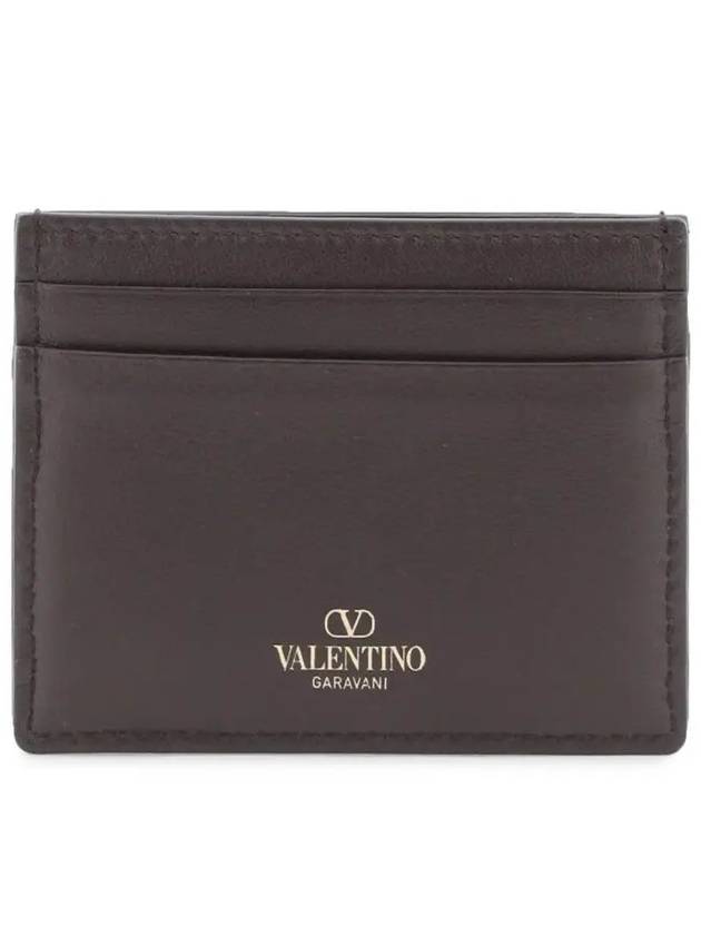 Toile Iconographe Fabric Leather Card Wallet Beige Brown - VALENTINO - BALAAN 4