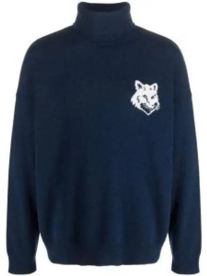 Fox Head Intarsia Comfort Turtleneck Ink Blue - MAISON KITSUNE - BALAAN 2