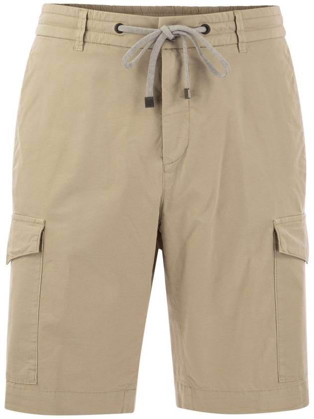 Lightweight cotton lyocell canvas jogger bermuda shorts - PESERICO - BALAAN 1