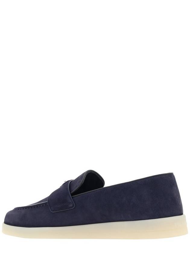 Triangle Logo Suede Loafers Navy - PRADA - BALAAN 3