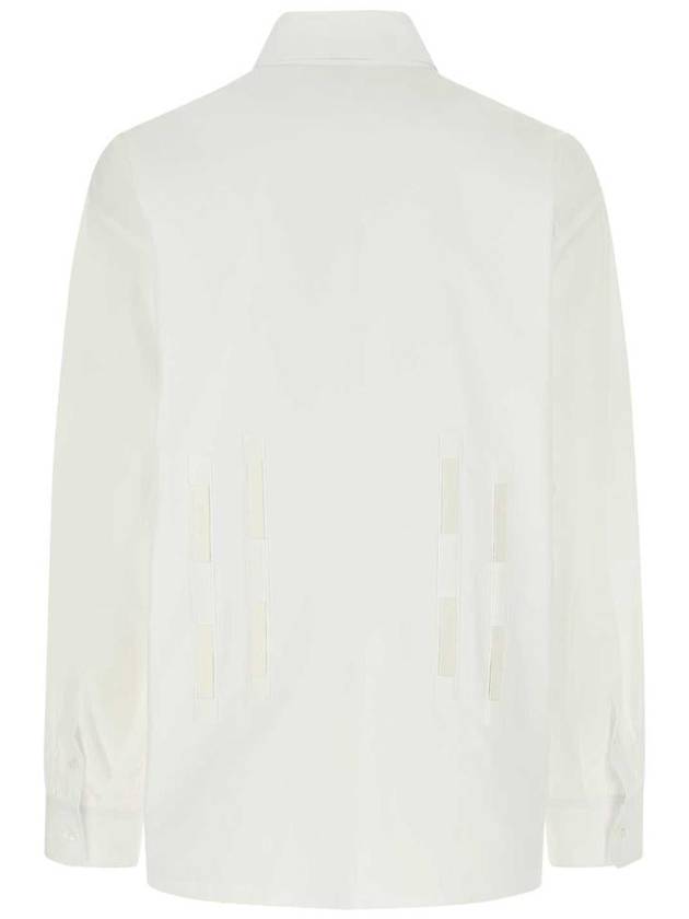 Women's Triangular Logo Strap Long Sleeve Shirt White - PRADA - BALAAN 3