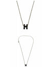 Mini Pop H Pendant Necklace Palladium Noir Silver - HERMES - BALAAN 5