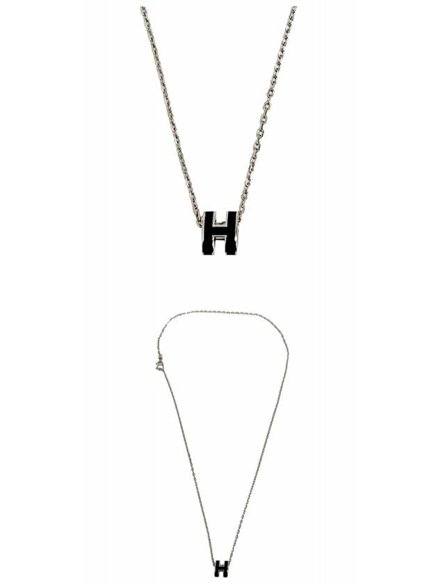 Mini Pop H Pendant Necklace Palladium Noir Silver - HERMES - BALAAN 5